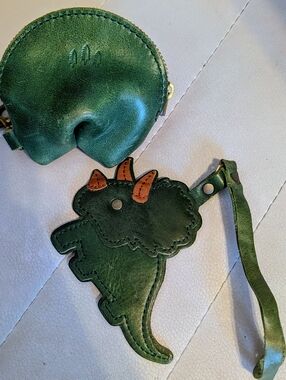 💚Portland Leather Fortune Cookie Keychain Pouch And Dinosaur Tassel Cowboy Mint